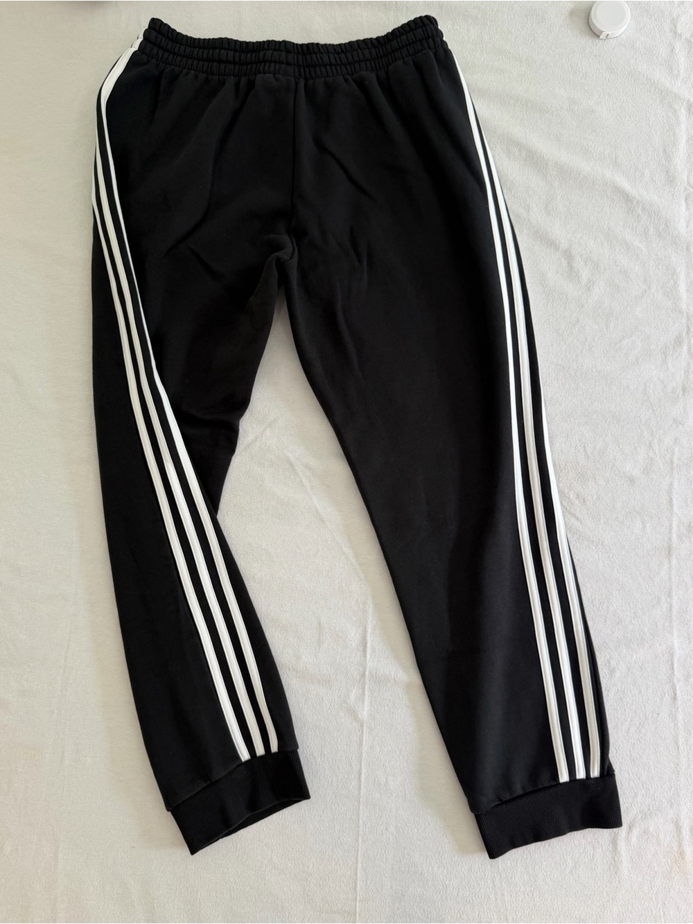 Adidas Mens Black Jogger Track Pants with White Stripes Large - Picture 4 of 5